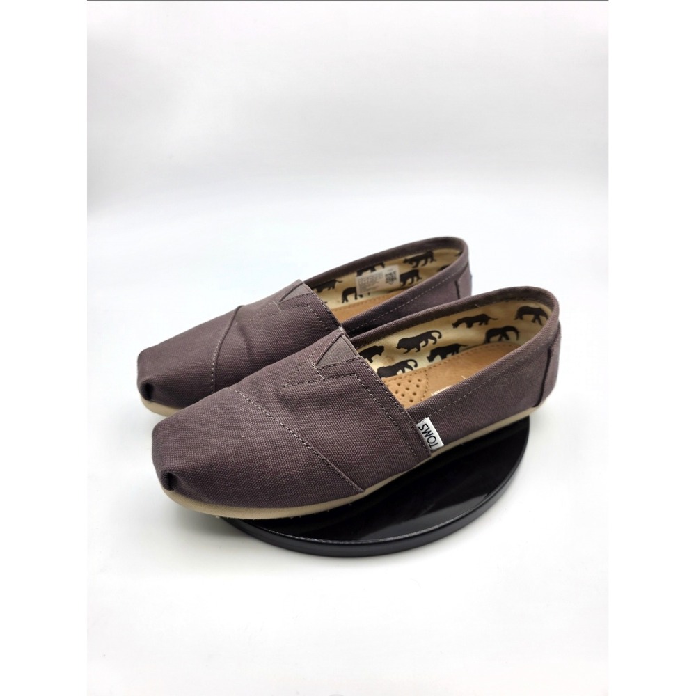 TOMS Womens Alpargata Grey Canvas Slip On Flat Shoes 1000050221-11 Size‎ 6